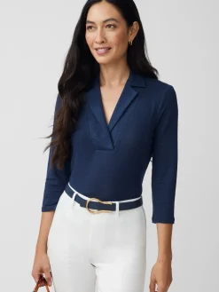 J.McLaughlin Romeo Linen Shirt Navy Sale