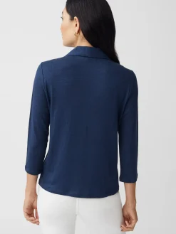 J.McLaughlin Romeo Linen Shirt Navy Sale