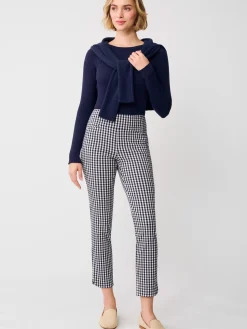 J.McLaughlin Romilly Pants in Gingham Navy/White Sale
