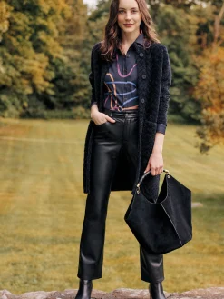 J.McLaughlin Sanne Suede Top Handle Black New