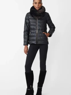 J.McLaughlin Sariah Vegan Leather Puffer Jacket Black Best
