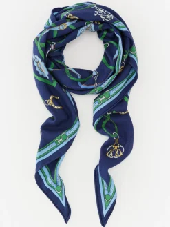J.McLaughlin Sarita Scarf in Fairfax Crest Corner Navy/Green/Blue Online