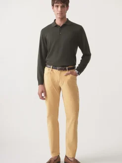 J.McLaughlin Savona Merino Wool u0026 Silk Polo Sweater Olive Hot