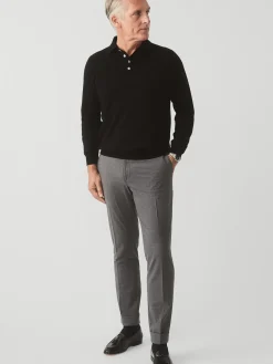 J.McLaughlin Savona Merino Wool u0026 Silk Polo Sweater Black Outlet