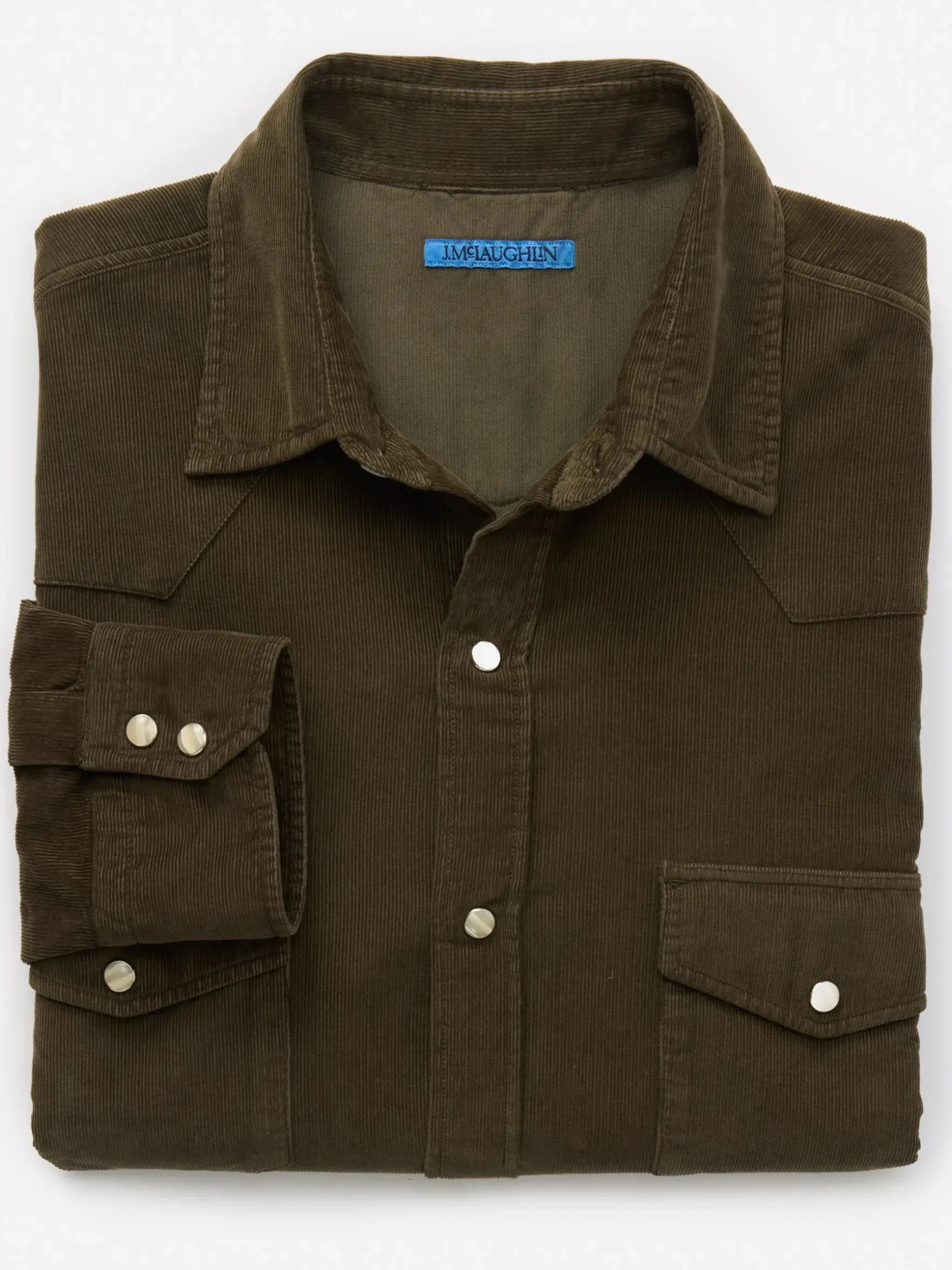 J.McLaughlin Scotto Cord Shirt Olive Outlet
