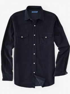 J.McLaughlin Scotto Cord Shirt Navy Discount