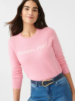 J.McLaughlin Shield Cashmere Sweater in Ocean Reef Pink/White Fashion
