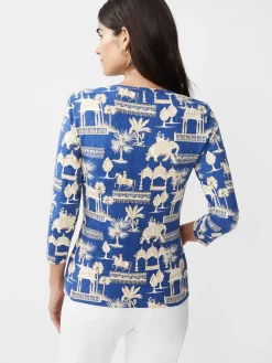J.McLaughlin Signature Tee in Desert Toile Navy/Tan Best