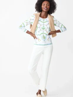 J.McLaughlin Signature Tee in Fairfax Crest White/Blue/Green Outlet