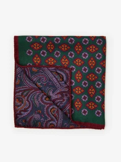 J.McLaughlin Silk Pocket Square in Foulard Green Outlet