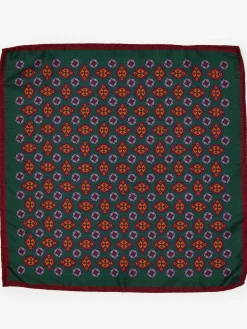 J.McLaughlin Silk Pocket Square in Foulard Green Outlet