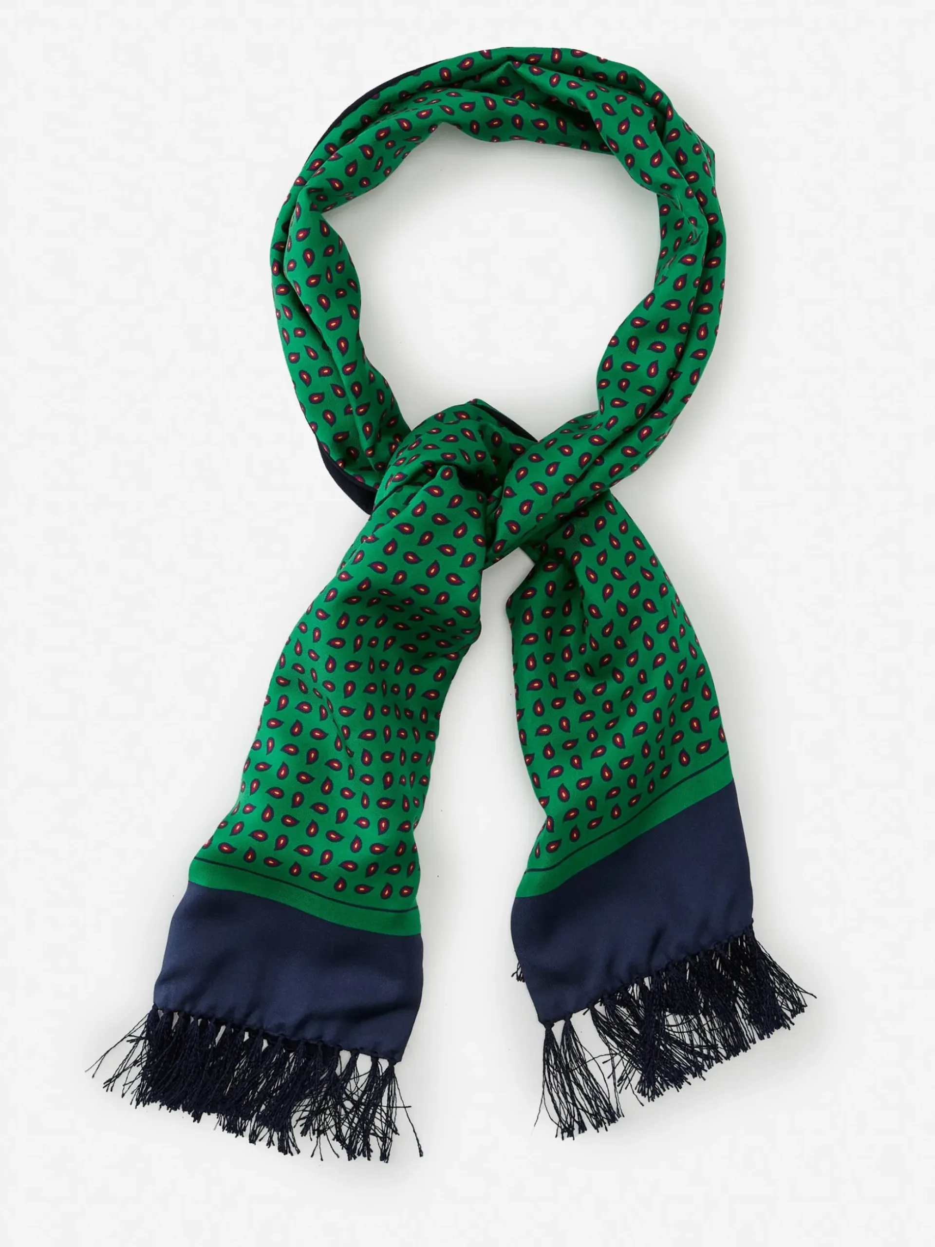 J.McLaughlin Silk Scarf in Pine Green/Navy Discount