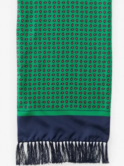 J.McLaughlin Silk Scarf in Pine Green/Navy Discount