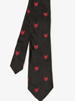 J.McLaughlin Silk Tie in Fox Head Black/Red Best