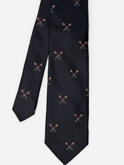 J.McLaughlin Silk Tie in Lacrosse Sticks Black Clearance