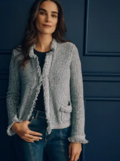 J.McLaughlin Simone Cardigan Denim/White Best