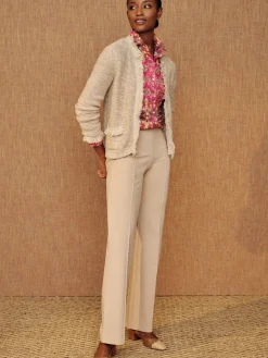 J.McLaughlin Simone Cardigan Tan/OffWhite Fashion