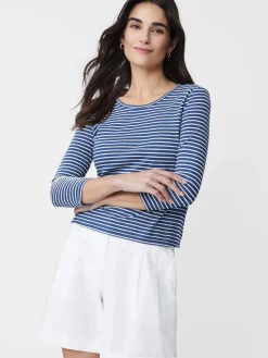 J.McLaughlin Sinclair Tee in Stripe Indigo/White Clearance