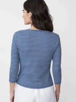J.McLaughlin Sinclair Tee in Stripe Indigo/White Clearance