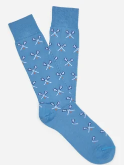 J.McLaughlin Socks in Lacrosse Sticks Aqua Discount