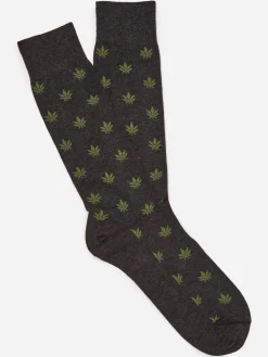 J.McLaughlin Socks in Marijuana Leaf DarkHeatherGrey/Green Fashion