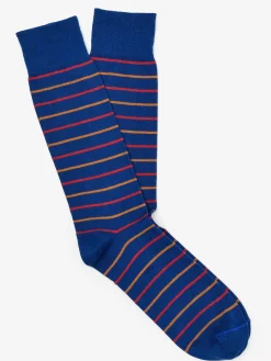 J.McLaughlin Socks in Stripe RoyalBlue/Red/Gold Online