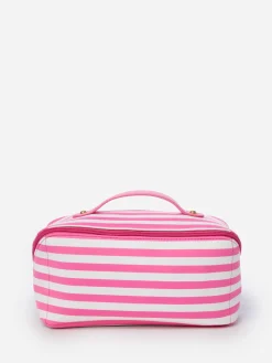 J.McLaughlin Stash Cosmetic Bag in Bangle Stripe White/Pink Clearance