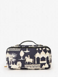 J.McLaughlin Stash Cosmetic Bag in Mini Desert Toile Black/Sand Clearance