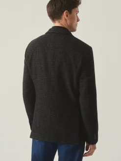 J.McLaughlin Suffolk Wool Sport Coat in Glen Plaid CharcoalGray Discount