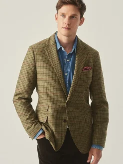 J.McLaughlin Suffolk Wool Sport Coat in Plaid Brown/Green/Red/Mustard Discount