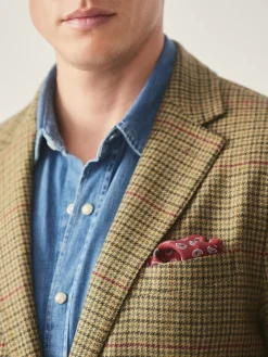 J.McLaughlin Suffolk Wool Sport Coat in Plaid Brown/Green/Red/Mustard Discount