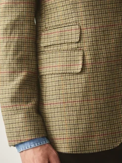 J.McLaughlin Suffolk Wool Sport Coat in Plaid Brown/Green/Red/Mustard Discount