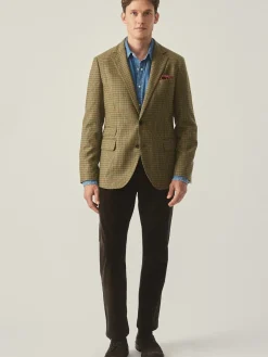 J.McLaughlin Suffolk Wool Sport Coat in Plaid Brown/Green/Red/Mustard Discount