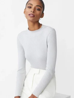 J.McLaughlin Sylvana Metallic Sweater Silver Clearance