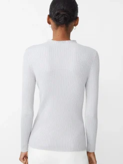 J.McLaughlin Sylvana Metallic Sweater Silver Clearance