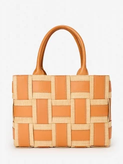J.McLaughlin Tessare Leather u0026 Raffia Handbag Brown Best
