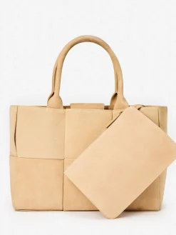 J.McLaughlin Tessare Woven Suede Handbag Sand Clearance