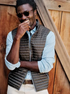 J.McLaughlin Traveler Quilted Vest DarkOlive Clearance
