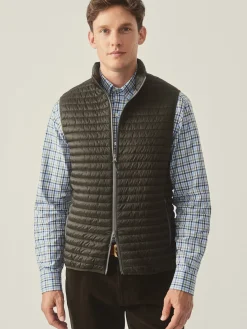 J.McLaughlin Traveler Quilted Vest DarkOlive Clearance