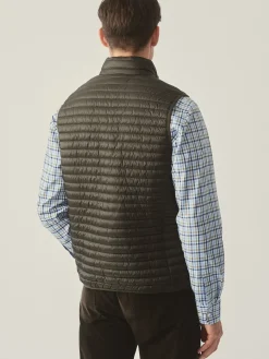J.McLaughlin Traveler Quilted Vest DarkOlive Clearance