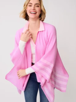 J.McLaughlin Veronique Cashmere Wrap in Stripe Pink/LightPink Fashion
