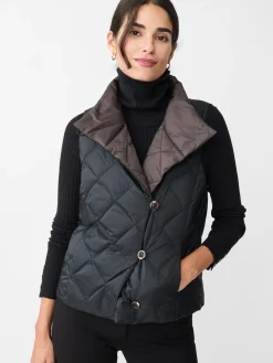 J.McLaughlin Vivian Reversible Puffer Vest Black/DeepBrown Clearance