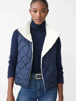 J.McLaughlin Vivian Reversible Puffer Vest DarkNavy/EgretWhite Clearance