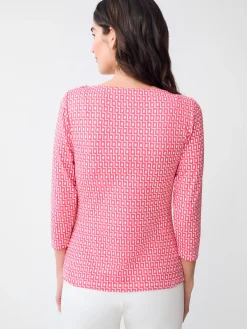 J.McLaughlin Wavesong Tee in Micro City Windows Pink/OffWhite Best