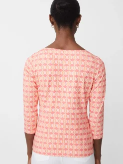 J.McLaughlin Wavesong Tee in Micro Hourglass Coral/Pink Fashion