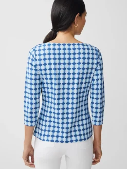 J.McLaughlin Wavesong Tee in Micro Hourglass Navy/Blue Best