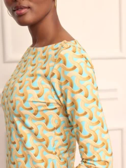 J.McLaughlin Wavesong Tee in Mini Dream Weaver Aqua/Gold Online
