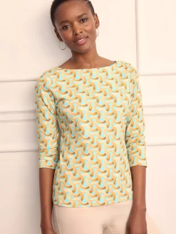 J.McLaughlin Wavesong Tee in Mini Dream Weaver Aqua/Gold Online