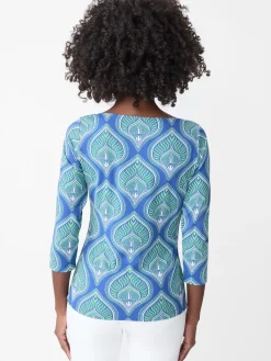 J.McLaughlin Wavesong Tee in Neo Tangier Geo Blue/Green Outlet
