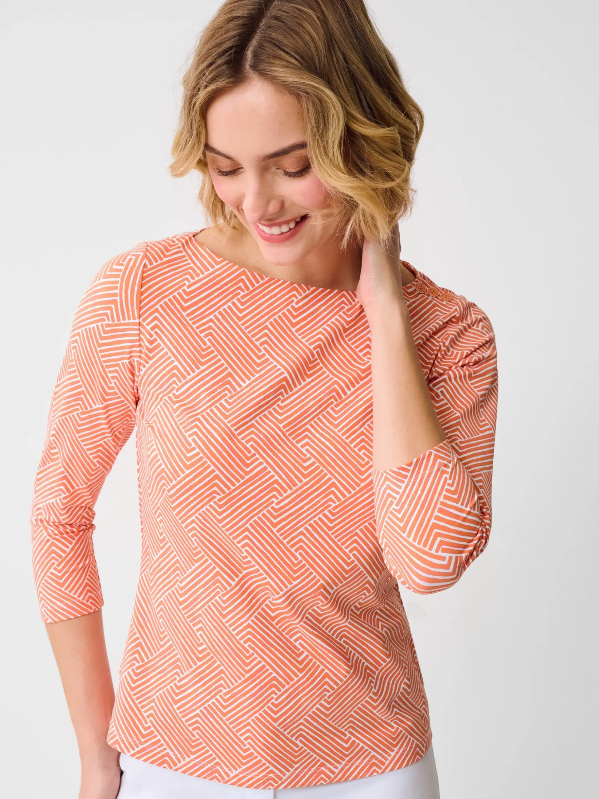 J.McLaughlin Wavesong Tee in Volley White/Orange/Pink Best